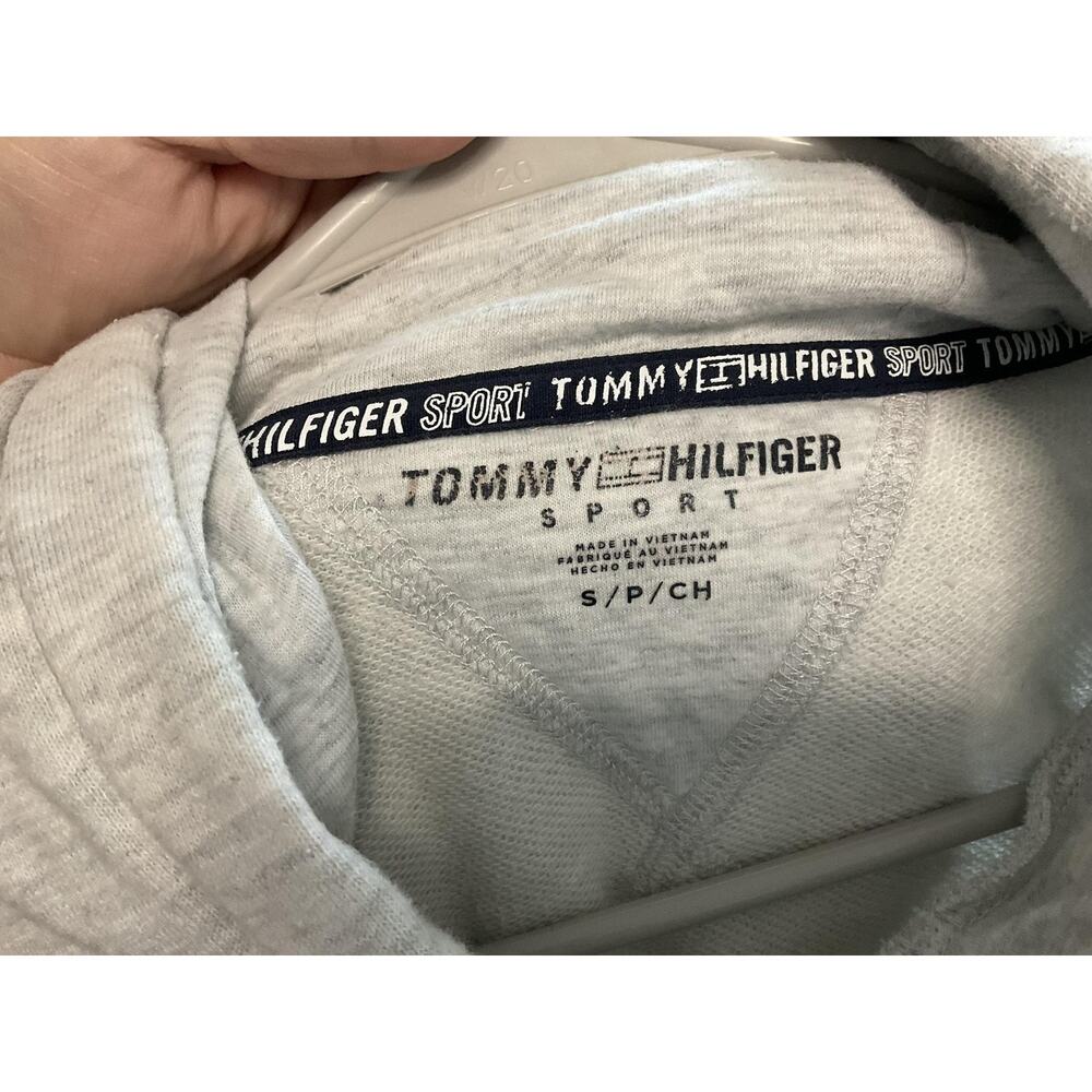 Tommy Hilfiger Sport Hoodie Womens Small Gray Hilfiger Logo Cropped Sweatshirt - Picture 7 of 7